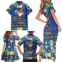 Merry Chrismukkah Family Matching Short Sleeve Bodycon Dress and Hawaiian Shirt With Gnome Christmas Hanukkah - Wonder Print Shop