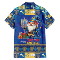 Merry Chrismukkah Family Matching Short Sleeve Bodycon Dress and Hawaiian Shirt With Gnome Christmas Hanukkah - Wonder Print Shop