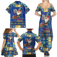Merry Chrismukkah Family Matching Summer Maxi Dress and Hawaiian Shirt With Gnome Christmas Hanukkah - Wonder Print Shop