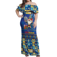 Merry Chrismukkah Off Shoulder Maxi Dress With Gnome Christmas Hanukkah - Wonder Print Shop