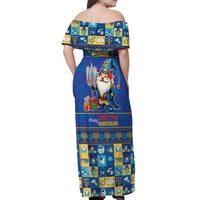 Merry Chrismukkah Off Shoulder Maxi Dress With Gnome Christmas Hanukkah - Wonder Print Shop
