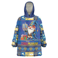 Merry Chrismukkah Wearable Blanket Hoodie With Gnome Christmas Hanukkah - Wonder Print Shop
