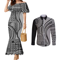 samoa-siapo-arty-couples-matching-mermaid-dress-and-long-sleeve-button-shirt-black-style