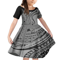 Samoa Siapo Arty Family Matching Mermaid Dress and Hawaiian Shirt Black Style LT9 - Wonder Print Shop