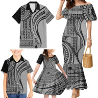 Samoa Siapo Arty Family Matching Mermaid Dress and Hawaiian Shirt Black Style LT9 - Wonder Print Shop