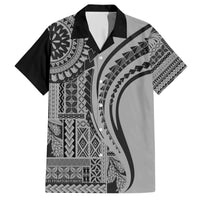 Samoa Siapo Arty Family Matching Short Sleeve Bodycon Dress and Hawaiian Shirt Black Style - Wonder Print Shop