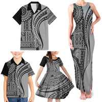 Samoa Siapo Arty Family Matching Tank Maxi Dress and Hawaiian Shirt Black Style - Wonder Print Shop
