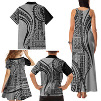 Samoa Siapo Arty Family Matching Tank Maxi Dress and Hawaiian Shirt Black Style - Wonder Print Shop