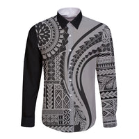 Samoa Siapo Arty Long Sleeve Button Shirt Black Style - Wonder Print Shop