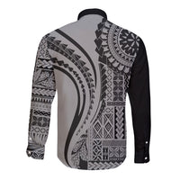 Samoa Siapo Arty Long Sleeve Button Shirt Black Style - Wonder Print Shop