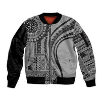 Samoa Siapo Arty Sleeve Zip Bomber Jacket Black Style - Wonder Print Shop