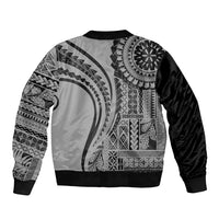 Samoa Siapo Arty Sleeve Zip Bomber Jacket Black Style - Wonder Print Shop