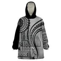 Samoa Siapo Arty Wearable Blanket Hoodie Black Style - Wonder Print Shop