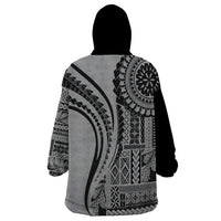 Samoa Siapo Arty Wearable Blanket Hoodie Black Style - Wonder Print Shop