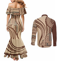 samoa-siapo-arty-couples-matching-mermaid-dress-and-long-sleeve-button-shirt-brown-style