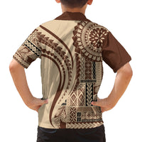 Samoa Siapo Arty Family Matching Puletasi Dress and Hawaiian Shirt Brown Style - Wonder Print Shop