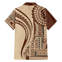 Samoa Siapo Arty Family Matching Short Sleeve Bodycon Dress and Hawaiian Shirt Brown Style - Wonder Print Shop