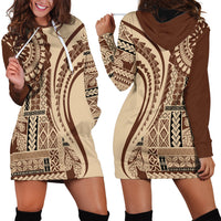 Samoa Siapo Arty Hoodie Dress Brown Style - Wonder Print Shop