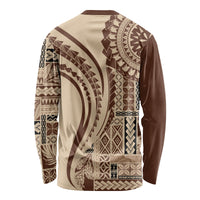 Samoa Siapo Arty Long Sleeve Shirt Brown Style - Wonder Print Shop