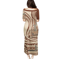 Samoa Siapo Arty Puletasi Brown Style - Wonder Print Shop