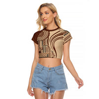 Samoa Siapo Arty Raglan Cropped T Shirt Brown Style - Wonder Print Shop