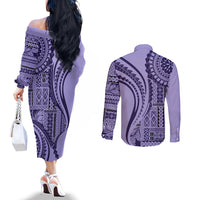 samoa-siapo-arty-couples-matching-off-the-shoulder-long-sleeve-dress-and-long-sleeve-button-shirt-purple-style