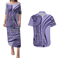 Samoa Siapo Arty Couples Matching Puletasi Dress and Hawaiian Shirt Purple Style LT9 - Wonder Print Shop