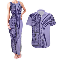 Samoa Siapo Arty Couples Matching Tank Maxi Dress and Hawaiian Shirt Purple Style LT9 - Wonder Print Shop