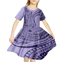 Samoa Siapo Arty Kid Short Sleeve Dress Purple Style - Wonder Print Shop