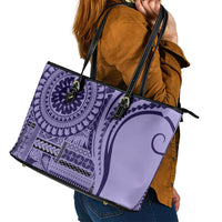 Samoa Siapo Arty Leather Tote Bag Purple Style - Wonder Print Shop