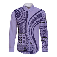 Samoa Siapo Arty Long Sleeve Button Shirt Purple Style - Wonder Print Shop