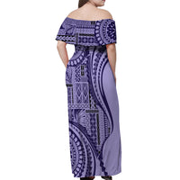 Samoa Siapo Arty Off Shoulder Maxi Dress Purple Style - Wonder Print Shop