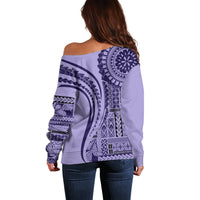 Samoa Siapo Arty Off Shoulder Sweater Purple Style - Wonder Print Shop