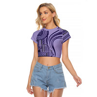 Samoa Siapo Arty Raglan Cropped T Shirt Purple Style - Wonder Print Shop