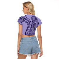 Samoa Siapo Arty Raglan Cropped T Shirt Purple Style - Wonder Print Shop