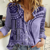 Samoa Siapo Arty Women Casual Shirt Purple Style - Wonder Print Shop