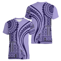 Samoa Siapo Arty Women V Neck T Shirt Purple Style - Wonder Print Shop
