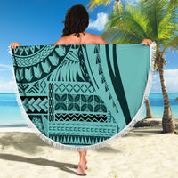 Samoa Siapo Arty Beach Blanket Turquoise Style LT9 - Wonder Print Shop