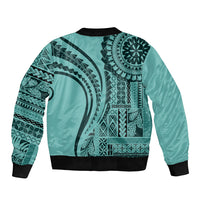 Samoa Siapo Arty Bomber Jacket Turquoise Style LT9 - Wonder Print Shop