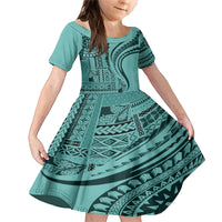 Samoa Siapo Arty Family Matching Mermaid Dress and Hawaiian Shirt Turquoise Style LT9 - Wonder Print Shop