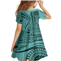Samoa Siapo Arty Family Matching Mermaid Dress and Hawaiian Shirt Turquoise Style LT9 - Wonder Print Shop