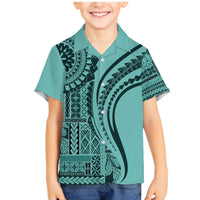 Samoa Siapo Arty Family Matching Mermaid Dress and Hawaiian Shirt Turquoise Style LT9 - Wonder Print Shop
