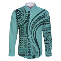 Samoa Siapo Arty Family Matching Short Sleeve Bodycon Dress and Hawaiian Shirt Turquoise Style - Wonder Print Shop