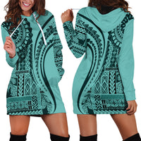 Samoa Siapo Arty Hoodie Dress Turquoise Style - Wonder Print Shop