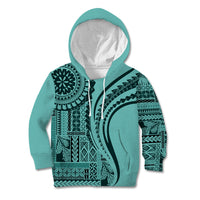 Samoa Siapo Arty Kid Hoodie Turquoise Style - Wonder Print Shop