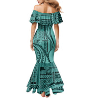 Samoa Siapo Arty Mermaid Dress Turquoise Style - Wonder Print Shop
