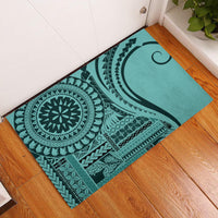 Samoa Siapo Arty Rubber Doormat Turquoise Style - Wonder Print Shop