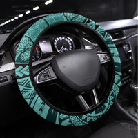 Samoa Siapo Arty Steering Wheel Cover Turquoise Style - Wonder Print Shop