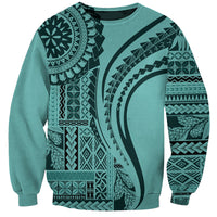 Samoa Siapo Arty Sweatshirt Turquoise Style - Wonder Print Shop