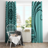 Samoa Siapo Arty Window Curtain Turquoise Style - Wonder Print Shop